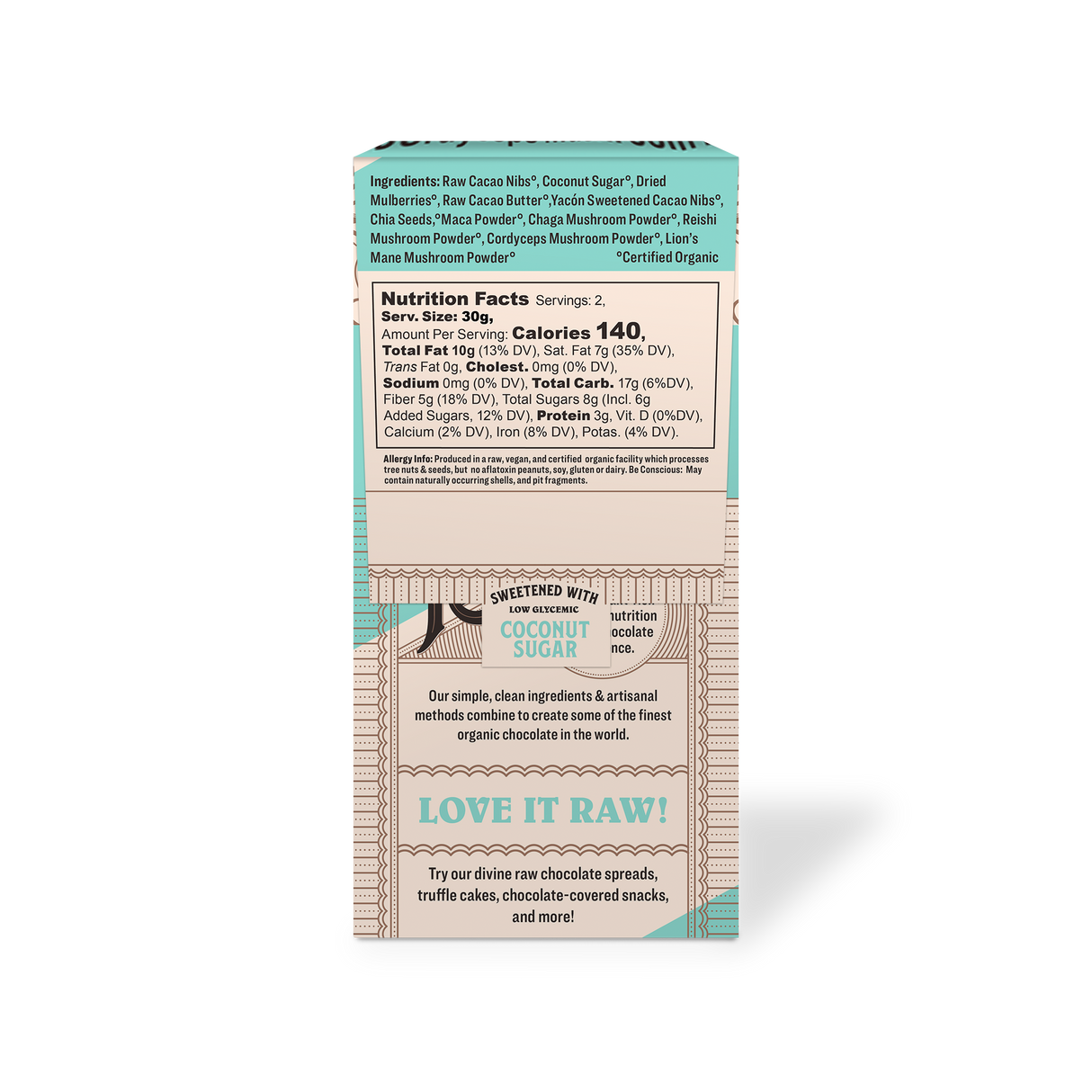 Back of the package with Ingredients and Nutrition Facts.