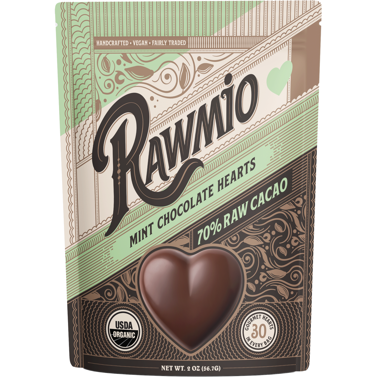 Raw Mint Chocolate Hearts