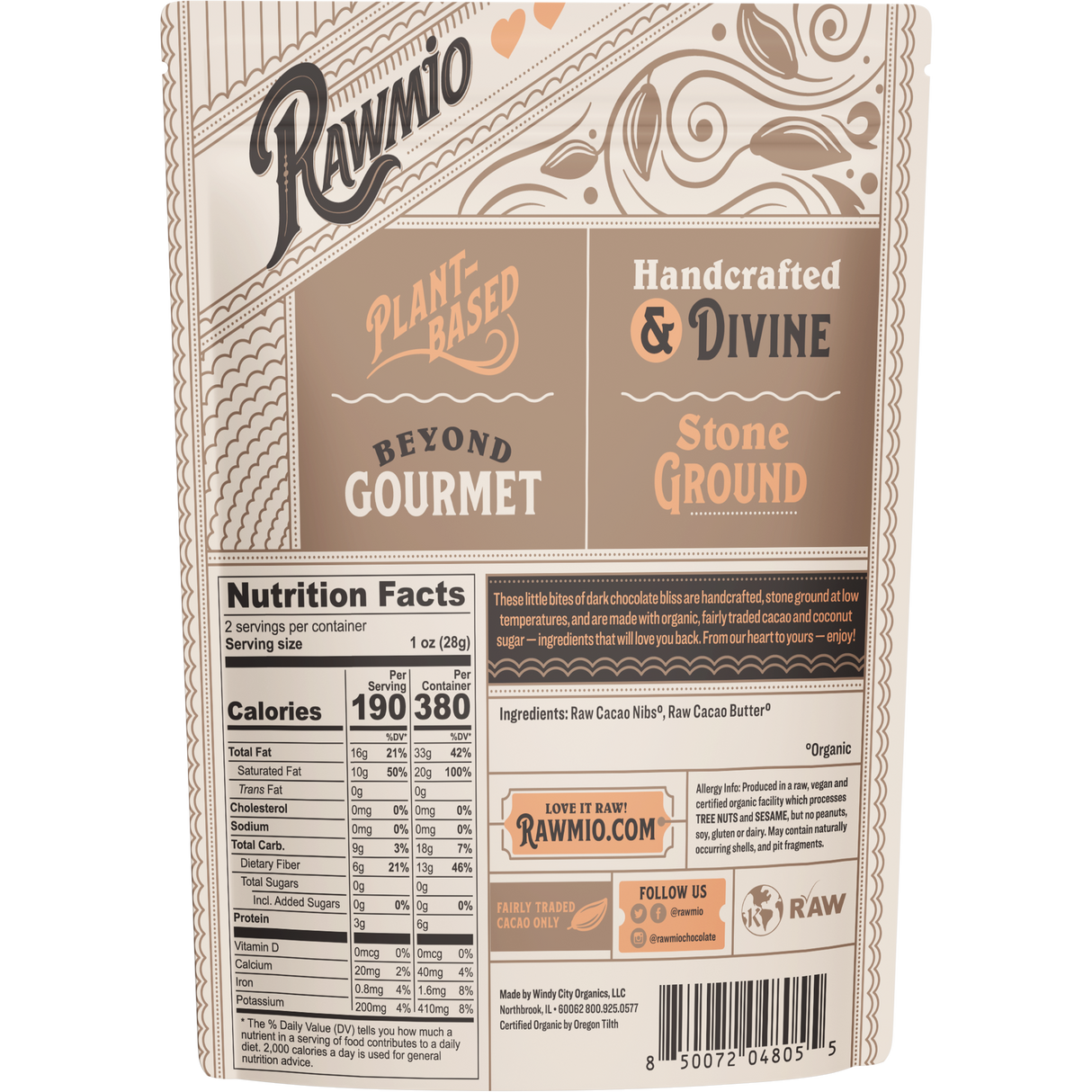 Rawmio Dark Chocolate Hearts - 100% Cacao