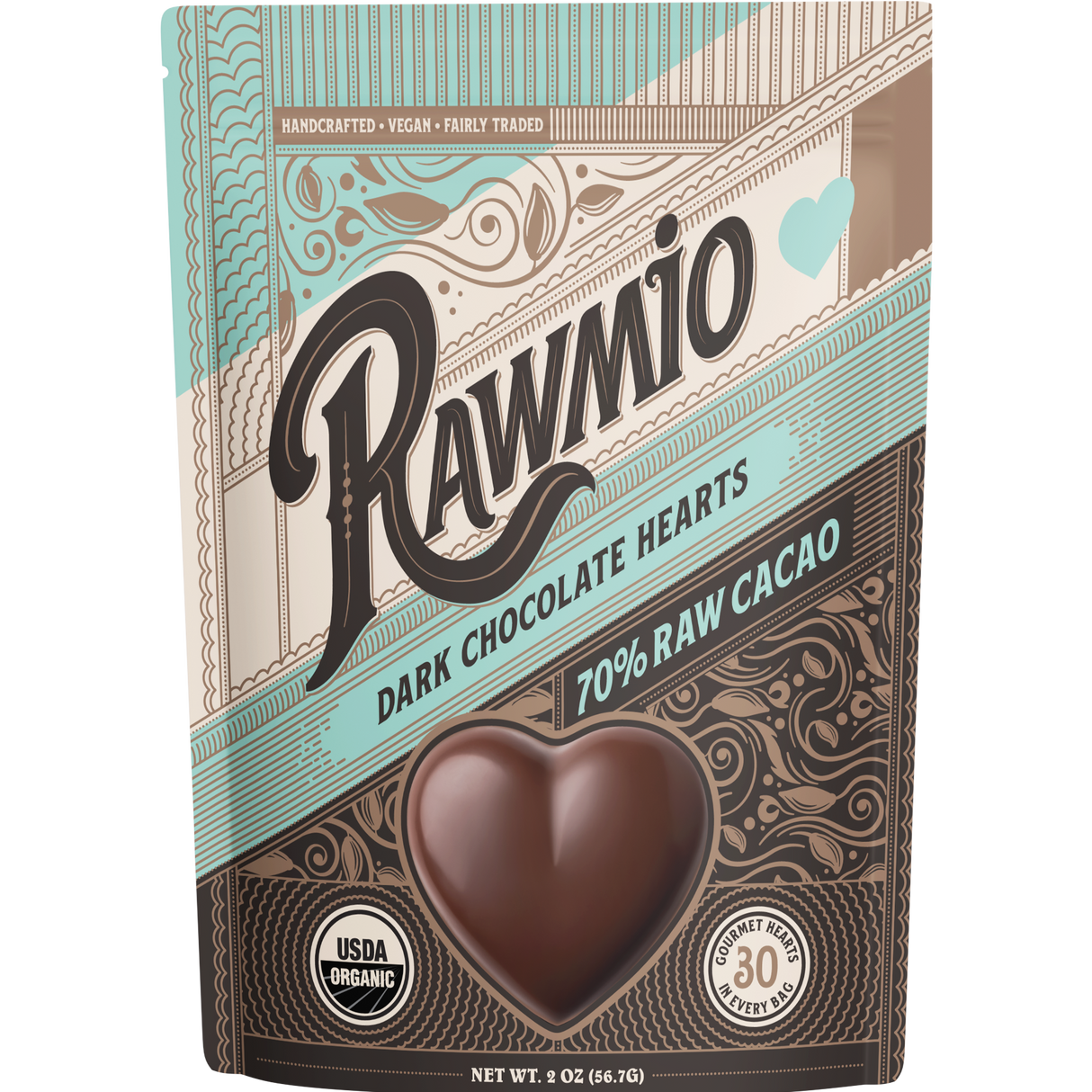 Rawmio Dark Chocolate Hearts - 70% Cacao