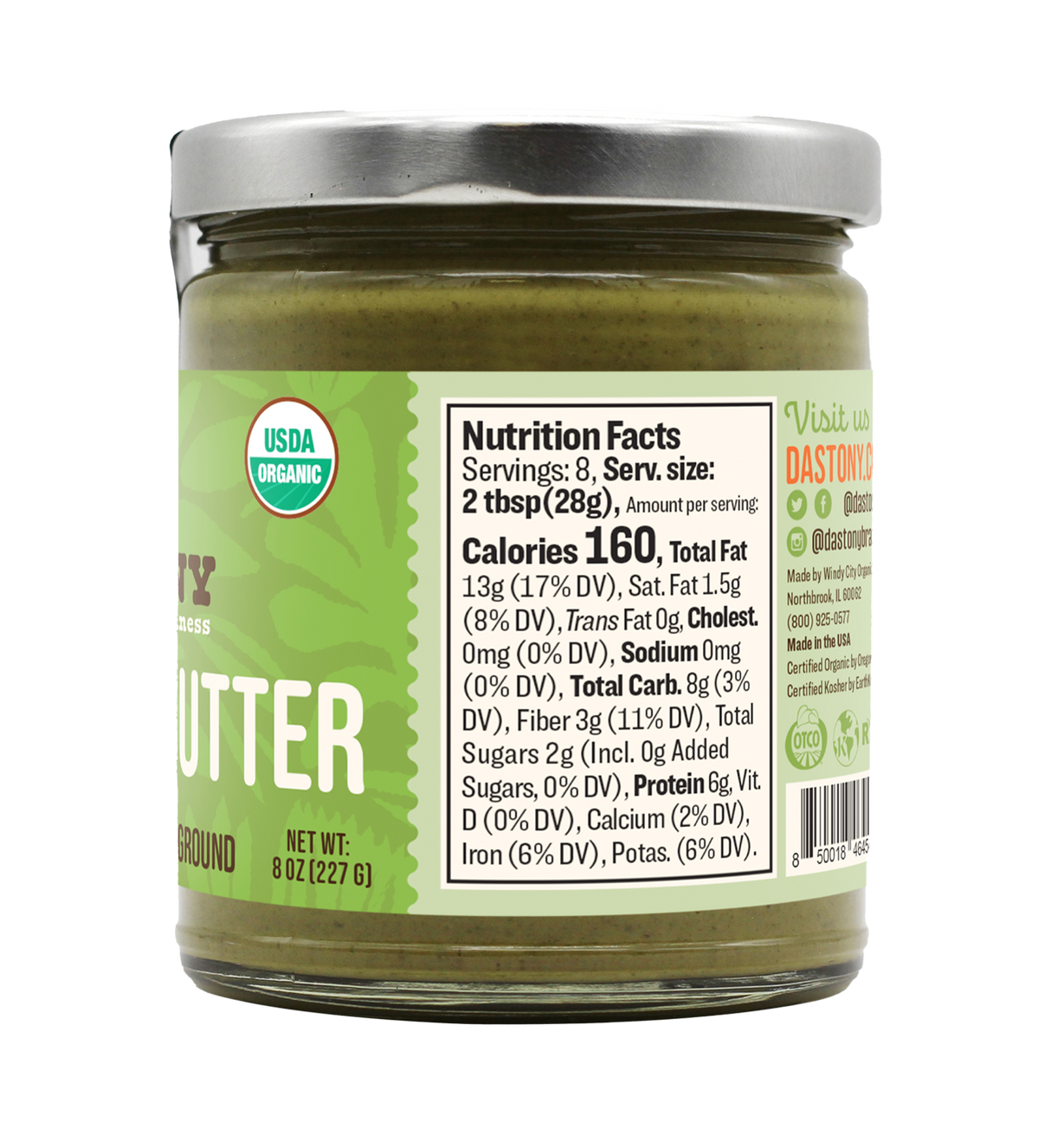 nutrition facts dastony raw organic stone ground pistachio butter