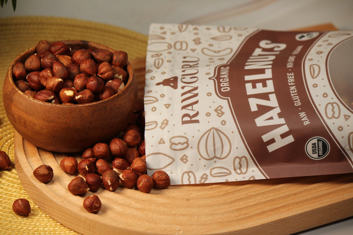 Raw Organic Hazelnuts open box