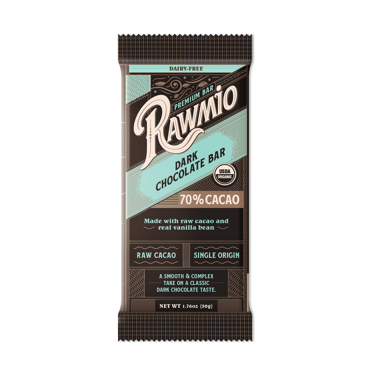 Premium Dark Chocolate Bar with Vanilla Bean - 70% Cacao