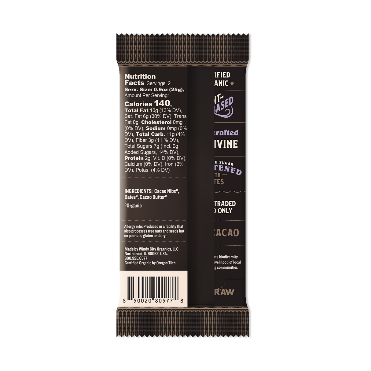 Premium Date-Sweetened Chocolate Bar - 65% Cacao