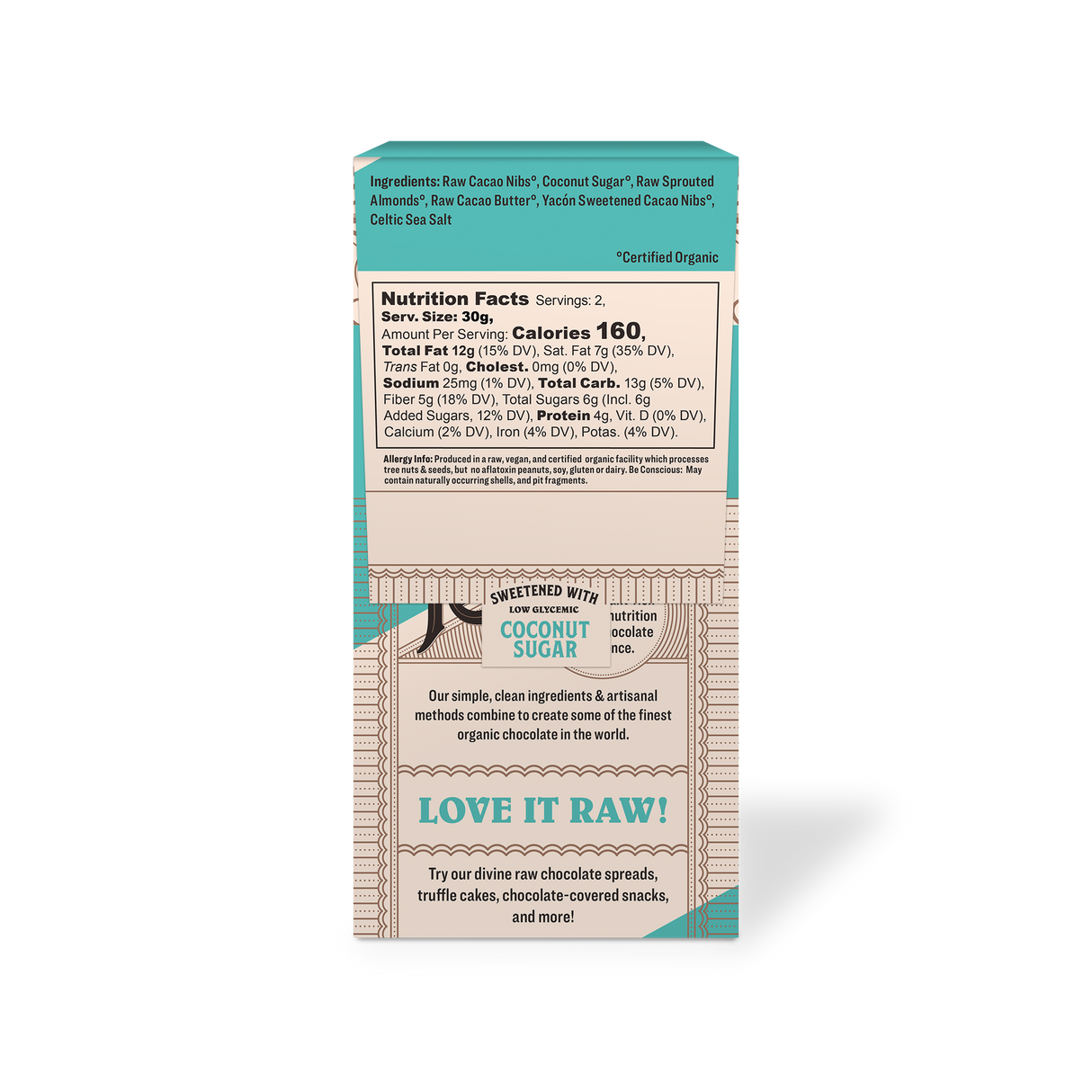 Back of package with ingredients and nutritional value