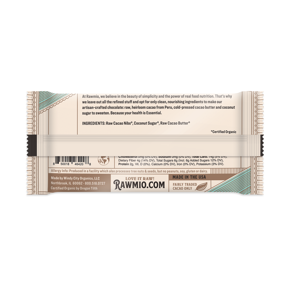 Back of package with ingredients and nutritional value