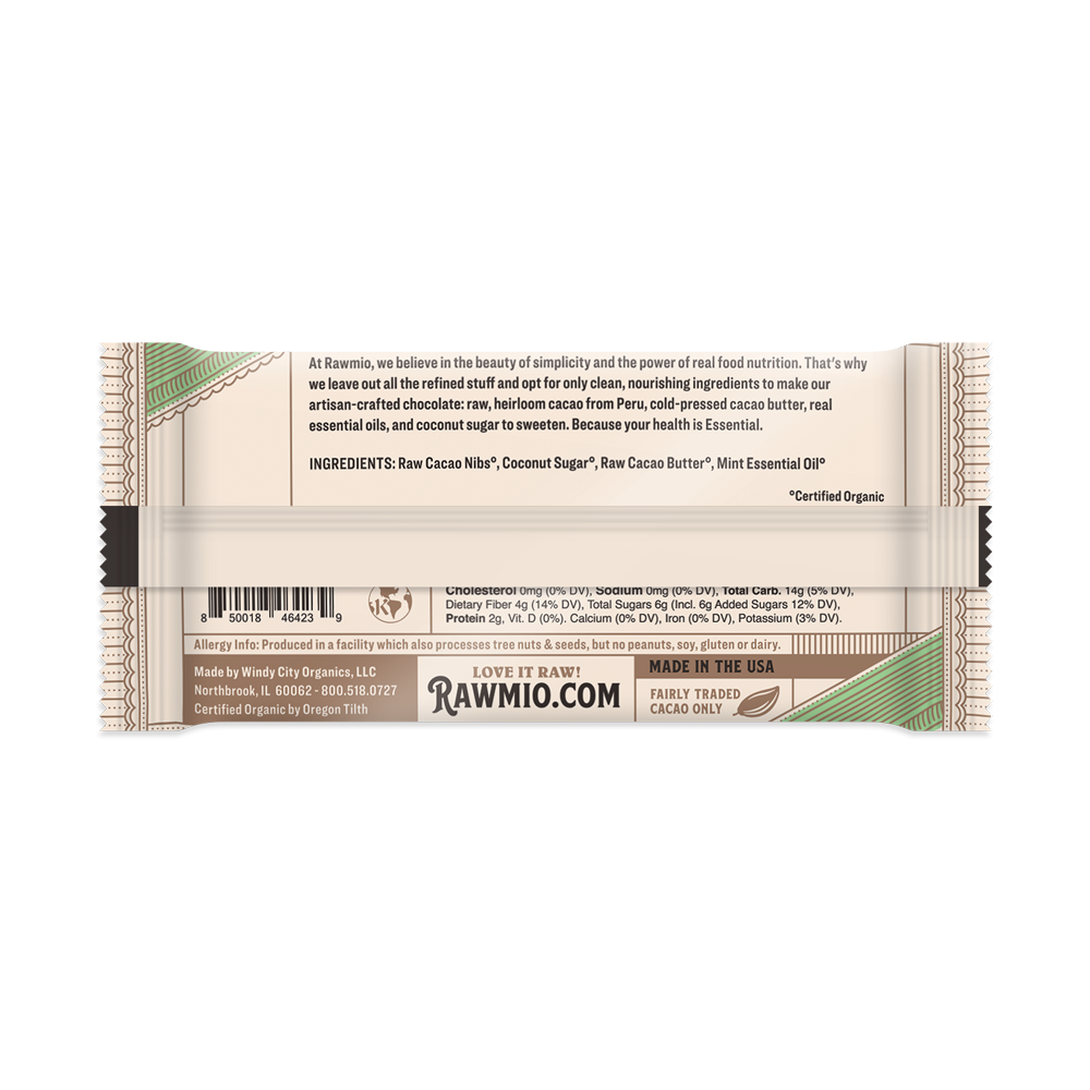 Back of package with ingredients and nutritional value