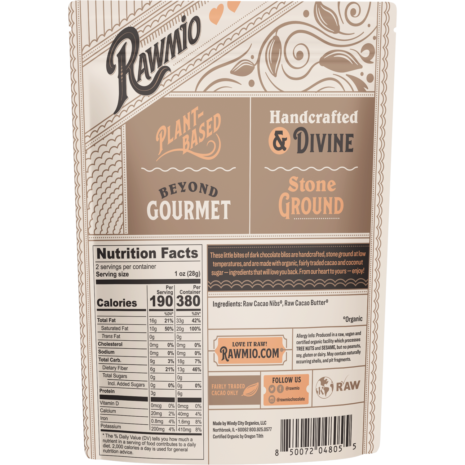 Rawmio Dark Chocolate Hearts - 100% Cacao