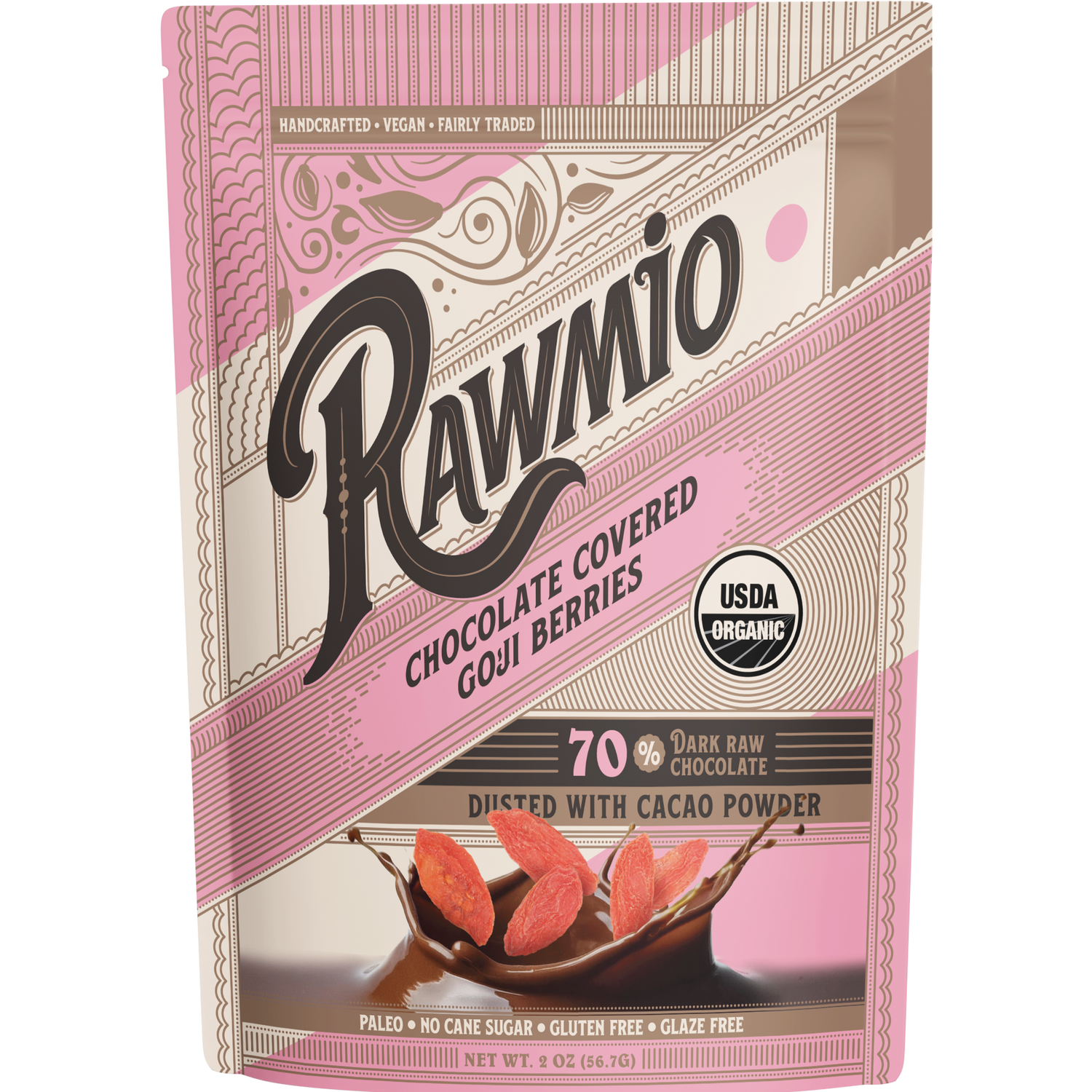 Chocolate Covered Goji Berries- Organic, Raw, Vegan, 70% Dark