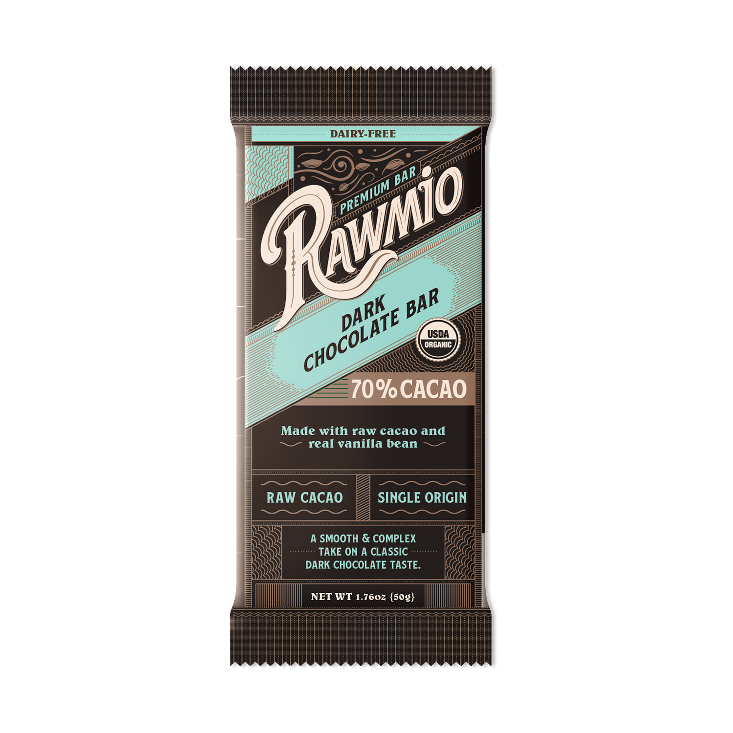 Premium Dark Chocolate Bar with Vanilla Bean - 70% Cacao