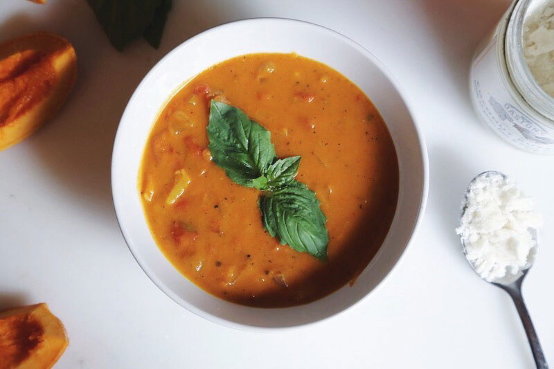 Roasted Tomato Coconut Pumpkin Soup