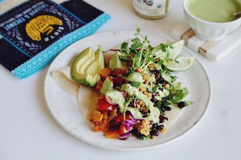 The Ultimate Plant Based Tacos with Tangy-Sweet Cilantro Tahini Lime Sauce